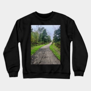 Late September Morning New England Nature Walk - approaching bridge Crewneck Sweatshirt